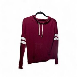Burgundy Hoodie with White Stripes XS